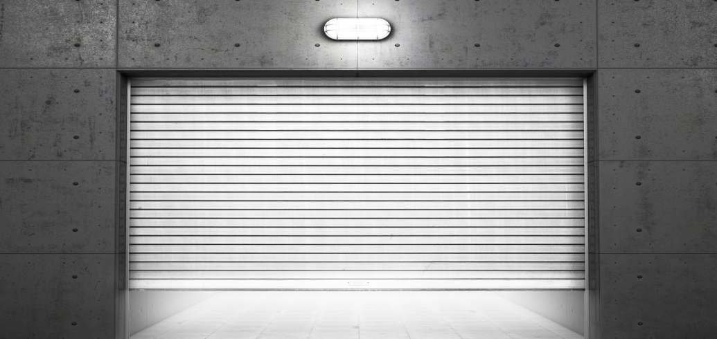 Rolling shutter in concrete facade