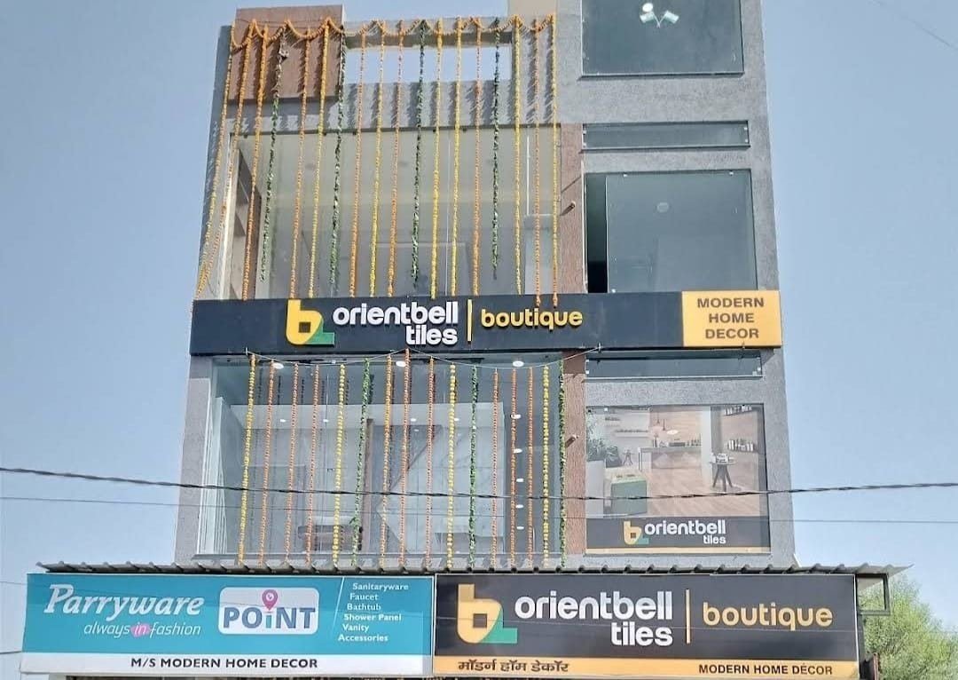 Modern Home Decor building — Orient Bell Boutique & Parryware Point signboards